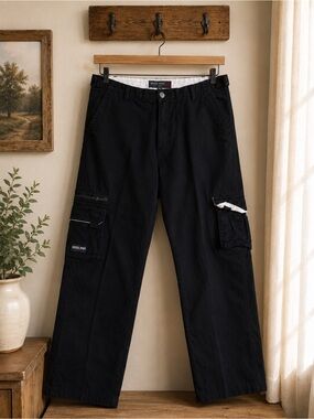 Vertical Sports Black Cargo Work Pants Size 30 Utility Pocket Cotton